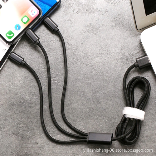 Yijiashishang Multi Charging Cable, 3 in 1 Nylon Braided Multi USB Charger Fast Charging Cord Compatible with Most Smart Phones & Pads